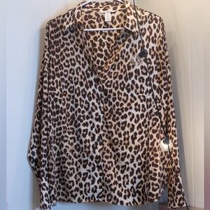 H&M Leopard Print Blouse - Brown and Cream